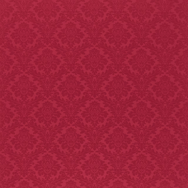 Deep claret red damask fabric with darker tonal pattern repeat