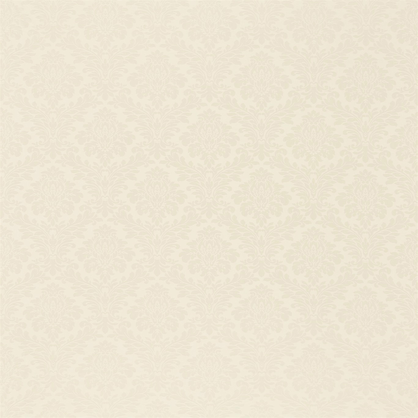 Pale ecru damask fabric with soft tonal scroll and floral pattern