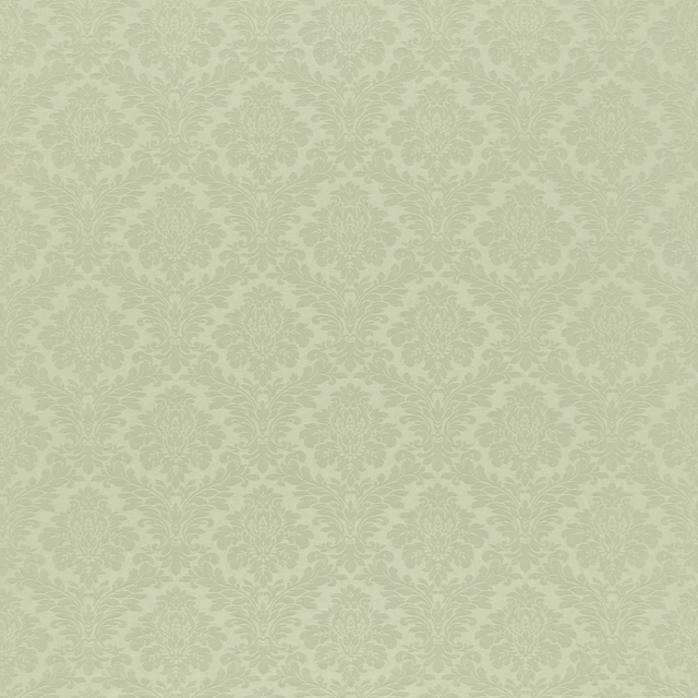 Pale eggshell damask fabric with soft sage-toned pattern and fine woven texture