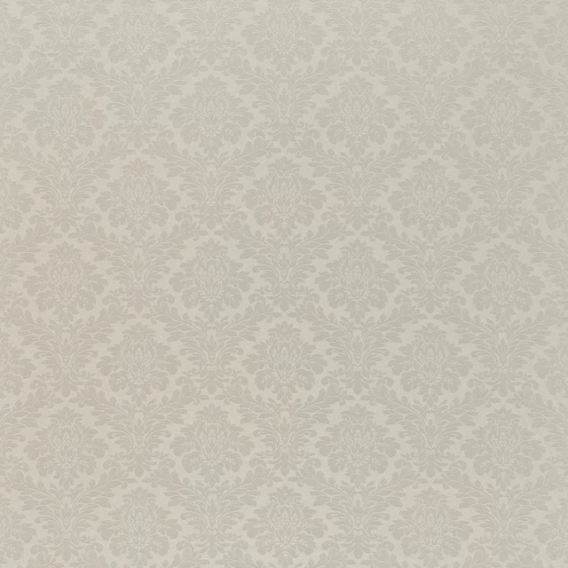 Pale silver-beige damask fabric with an all-over floral medallion repeat