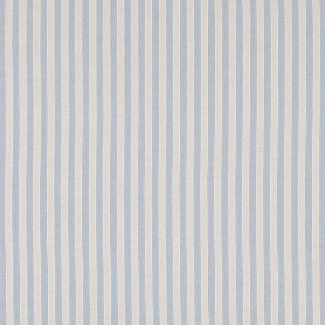 Pale delft blue and linen vertical stripe fabric swatch