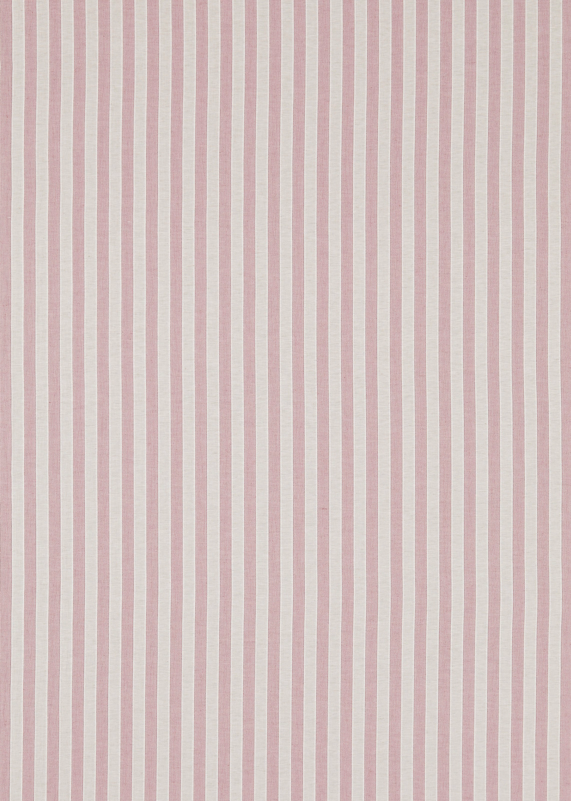 Vertical soft rose and ivory striped fabric with a fine linen texture