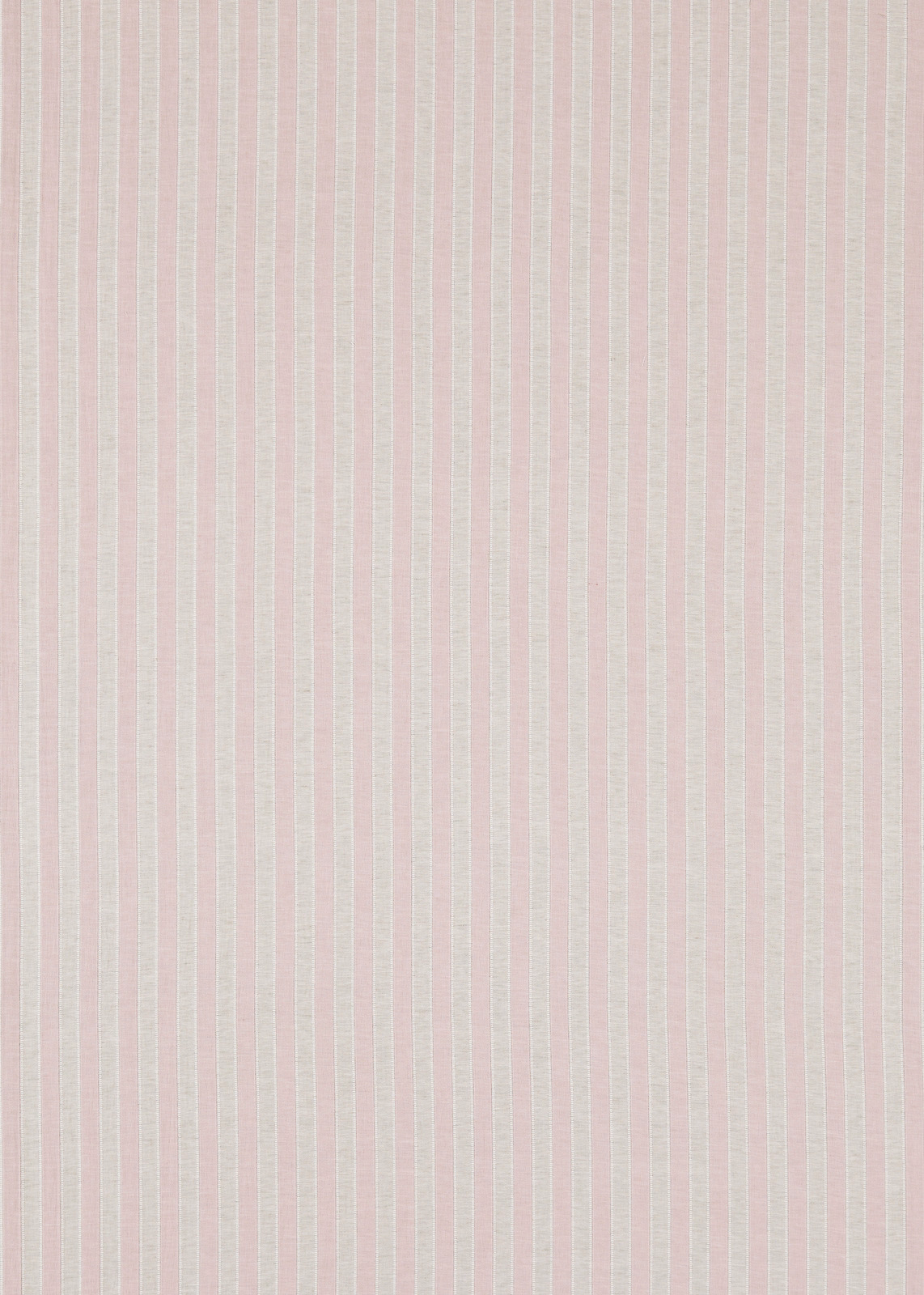 Vertical shell pink and pale linen stripes on a finely woven fabric swatch