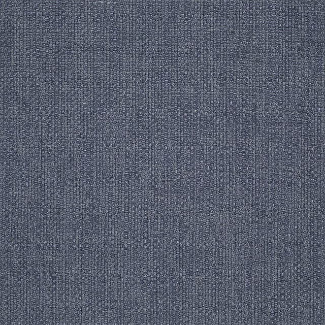 Close-up of a muted indigo blue textured plain weave fabric