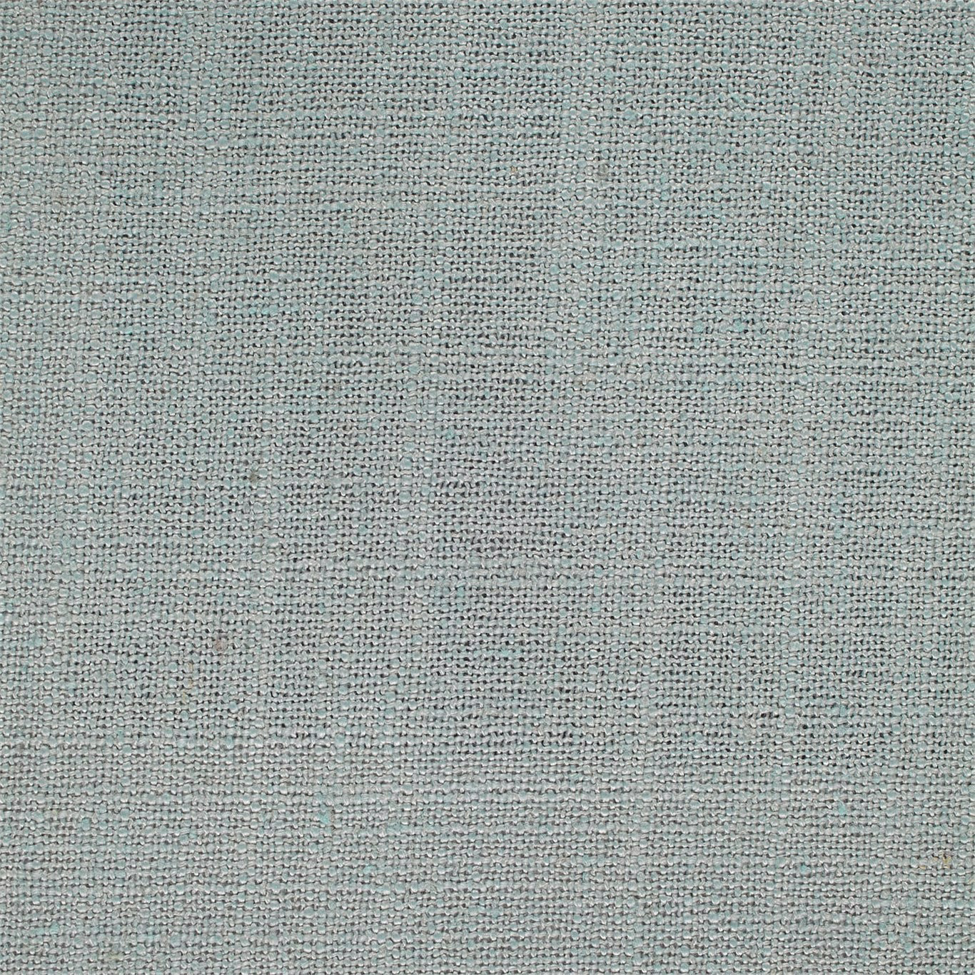 Close-up of a soft duck egg blue woven fabric with fine textured slubs