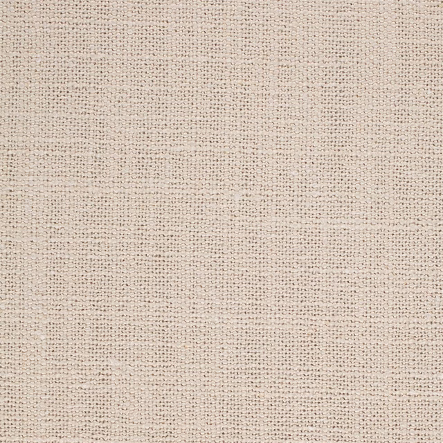 Close-up of warm oat-beige woven fabric with fine textured slub