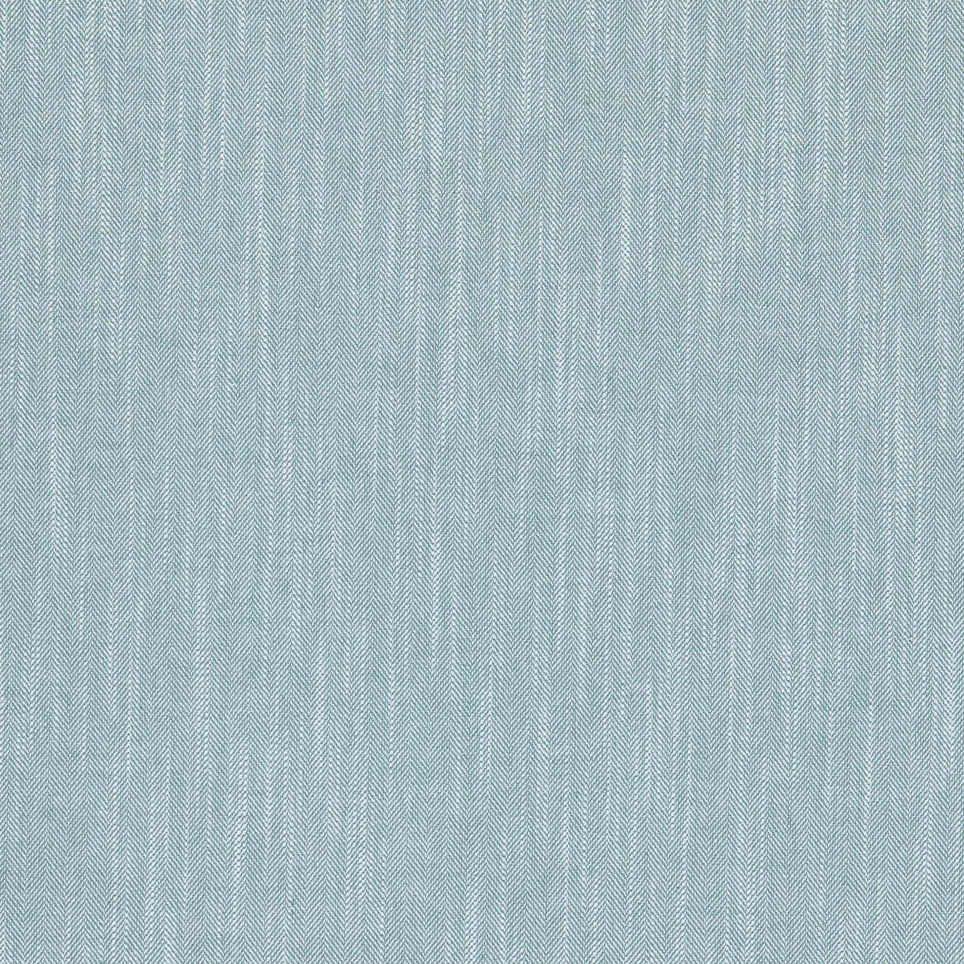 Pale chambray blue herringbone weave fabric swatch with fine texture