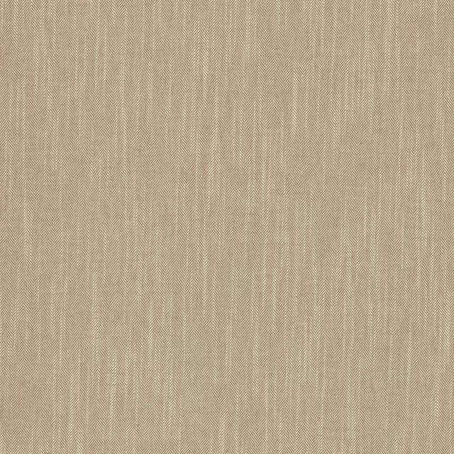 Close-up of warm chestnut beige herringbone weave with fine vertical texture