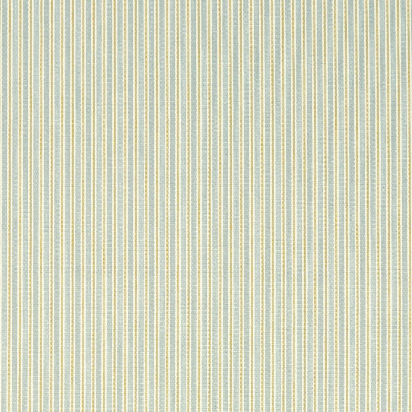 Close-up of fine duck egg blue and cream vertical pinstripes on a woven fabric