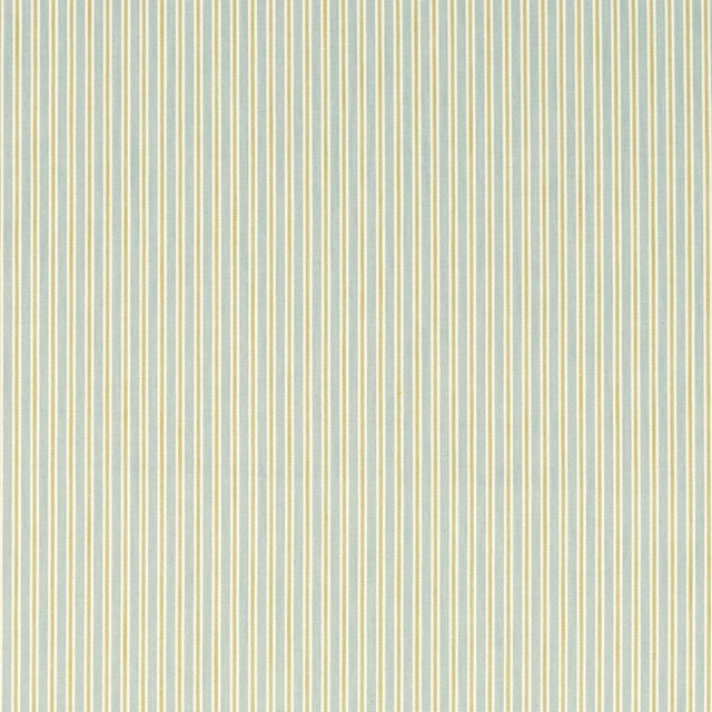 Close-up of fine duck egg blue and cream vertical pinstripes on a woven fabric