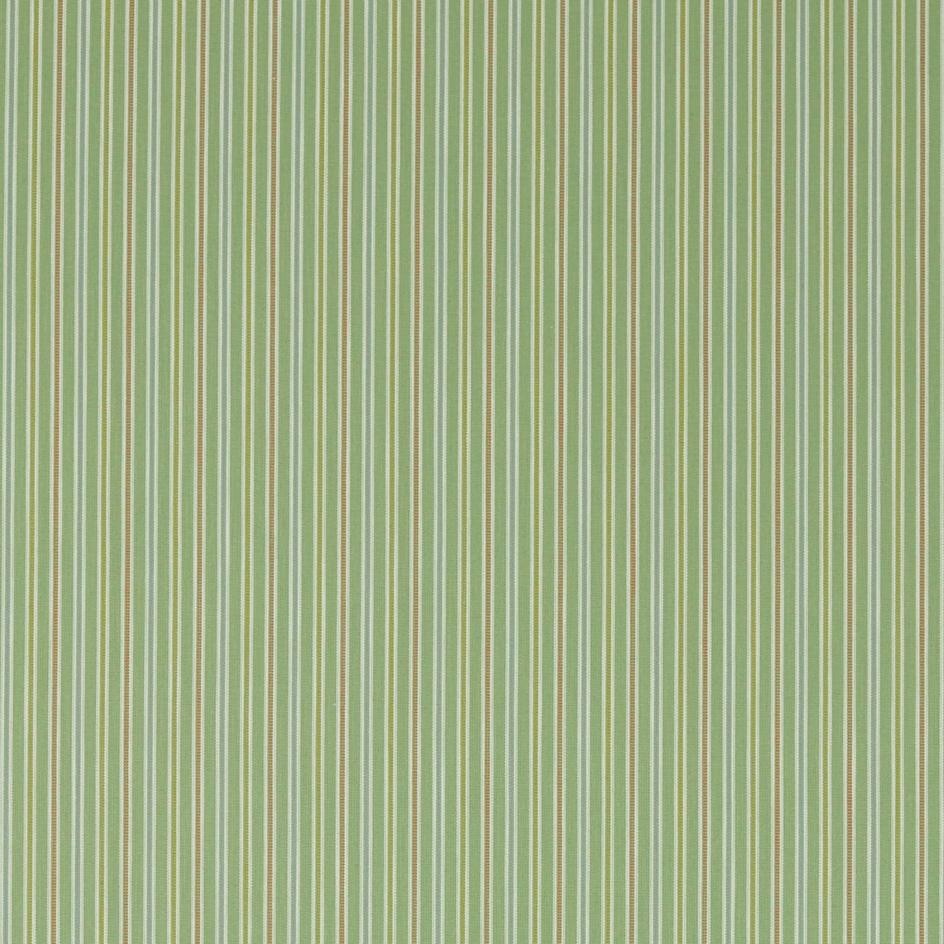 Vertical fern green stripe fabric with ivory and tan narrow lines