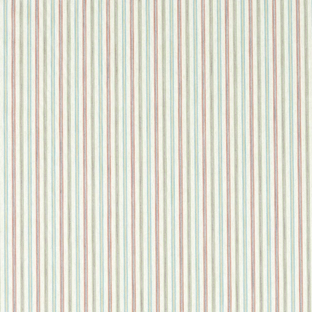 Vertical pastel stripe fabric with cream, aqua, blush and taupe woven bands