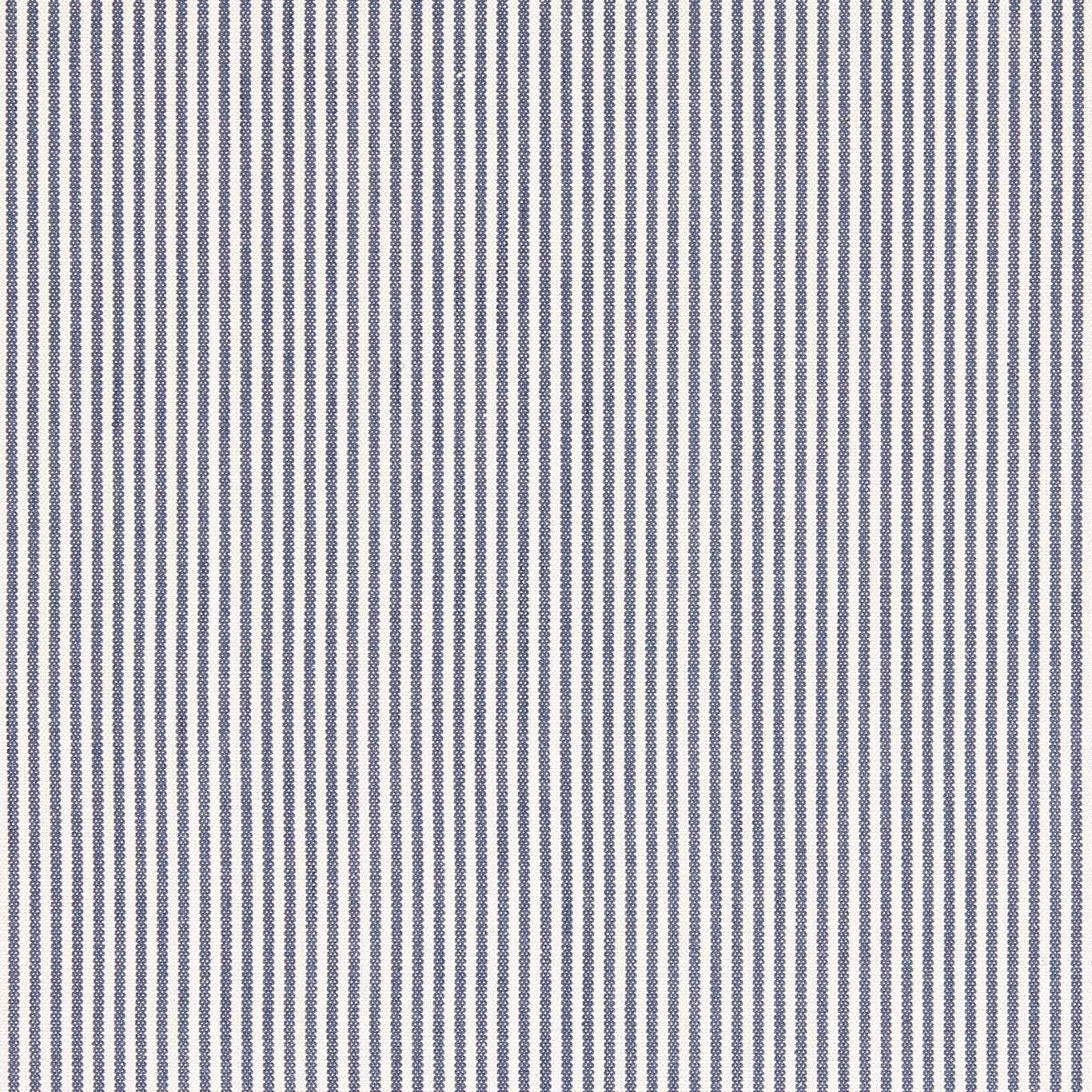 Close-up of Burnham Indigo indigo-and-pale vertical pinstripe woven fabric