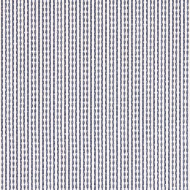 Close-up of Burnham Indigo indigo-and-pale vertical pinstripe woven fabric