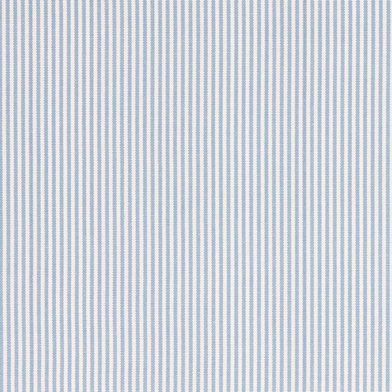 Close-up of pale blue and ivory fine vertical stripe woven fabric