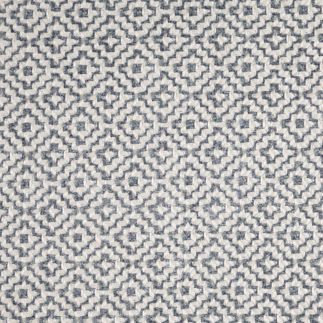 Small geometric woven fabric in soft china blue and ivory