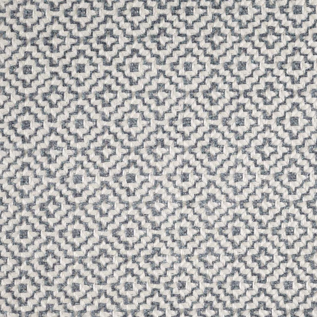 Small geometric woven fabric in soft china blue and ivory