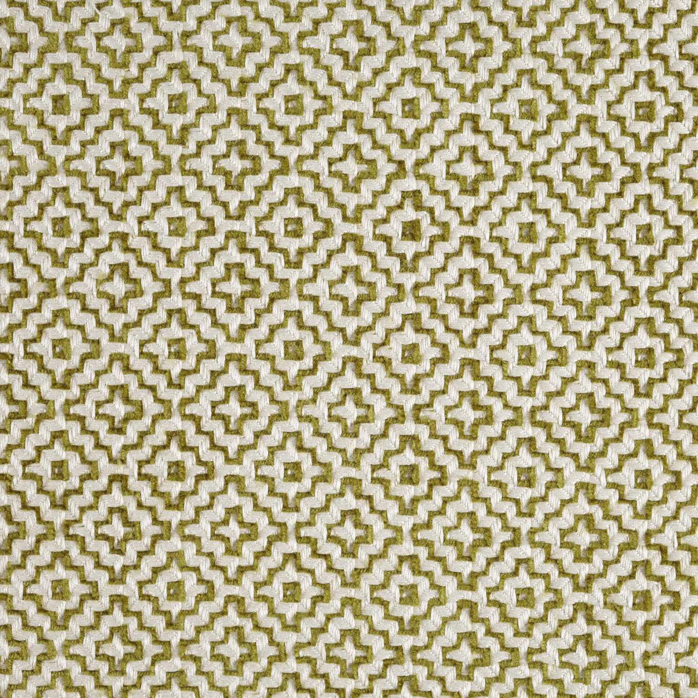 Small olive geometric woven fabric on a pale ground