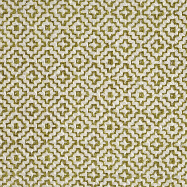 Small olive geometric woven fabric on a pale ground