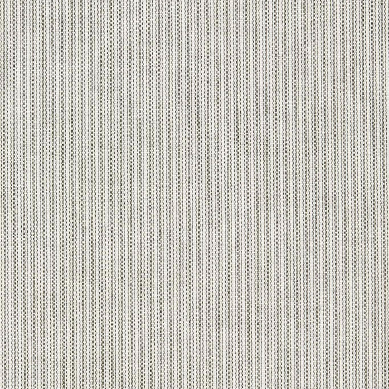 Close-up of pale ivory fabric with fine vertical moss-green pinstripes