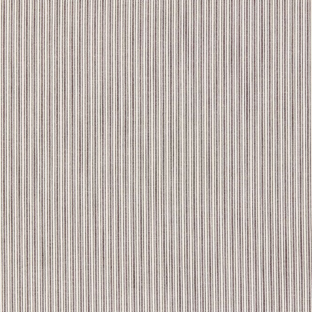 Close-up of fine vertical striped weave in warm brown and raw cream tones