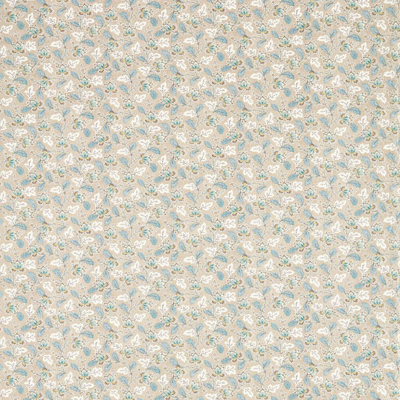 Fawn floral printed fabric with tiny aqua and cream leaves