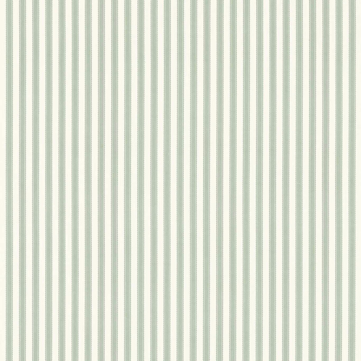 Vertical soft sage and cream pinstripes on a finely woven fabric swatch