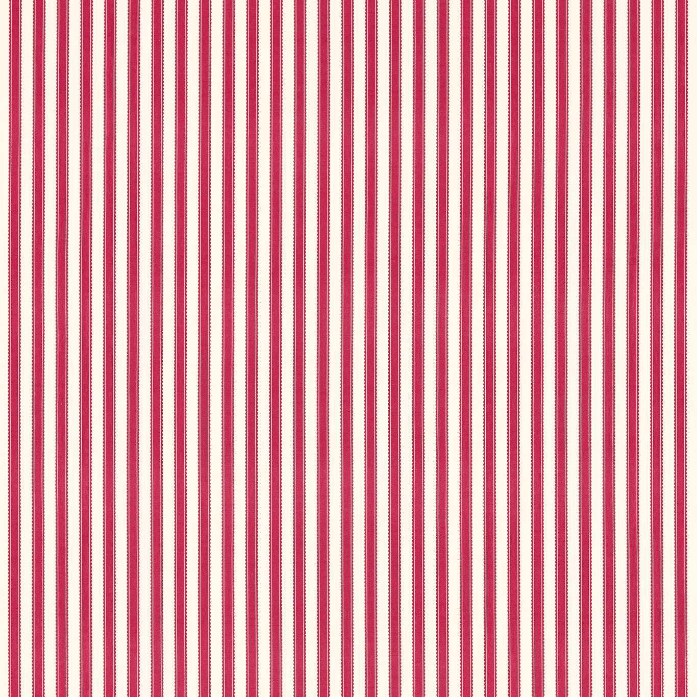 Cream fabric swatch with narrow vertical mulberry stripes and fine woven texture