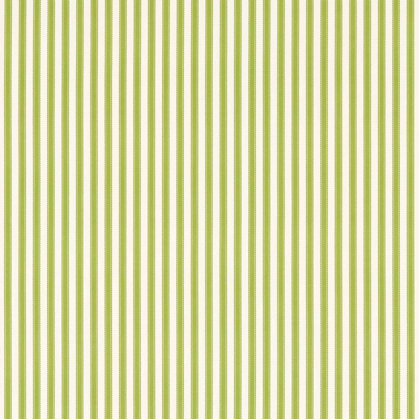 Vertical sap green and cream stripe fabric with a fine, crisp weave