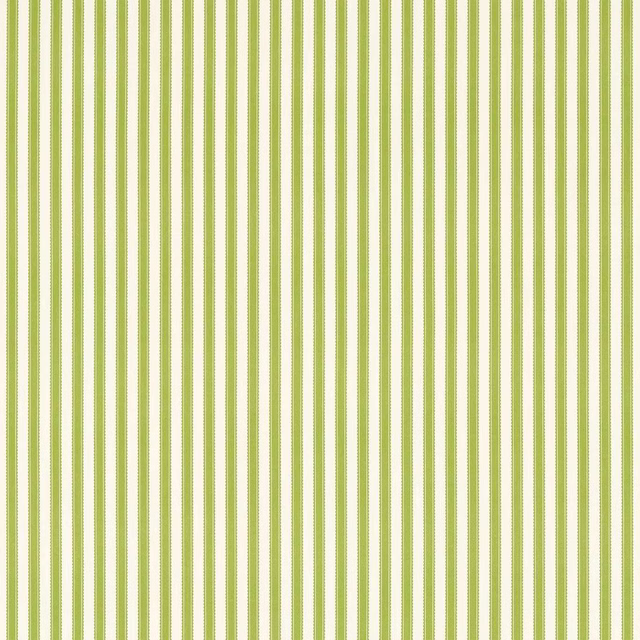 Vertical sap green and cream stripe fabric with a fine, crisp weave