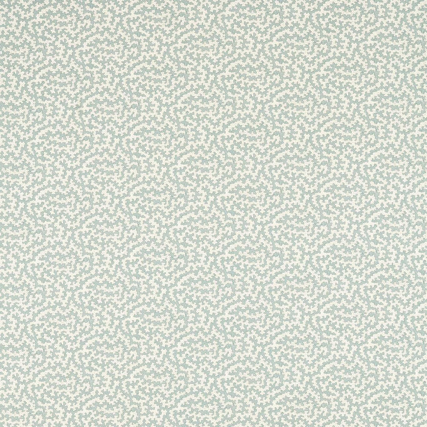 Pale blue fabric swatch with tiny all-over stippled botanical pattern