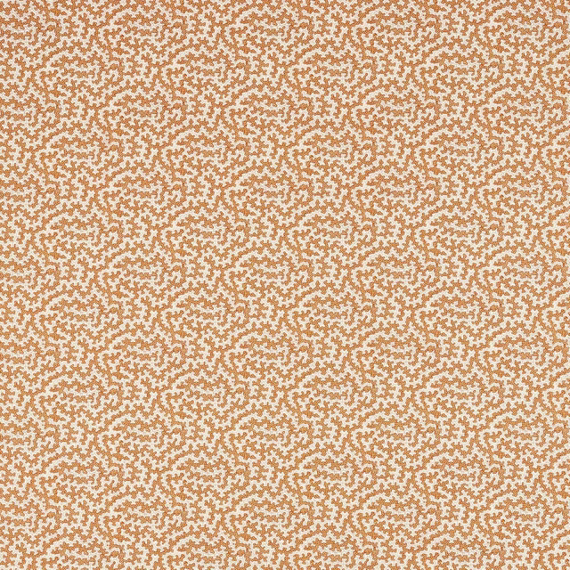 Close-up of warm orange-brown berry trail print on a cream ground