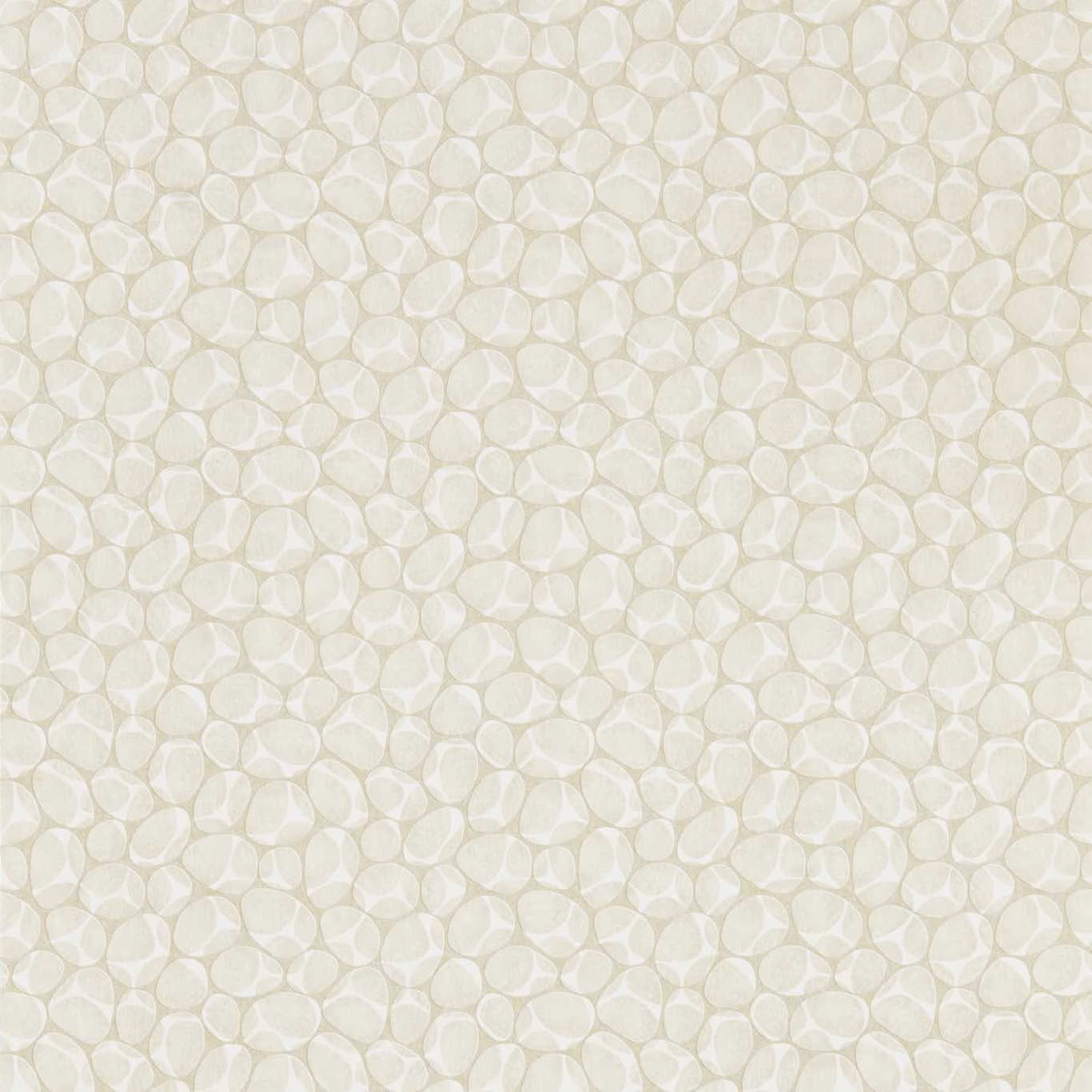 Pale ivory wallpaper with overlapping taupe pebble outlines and softly mottled texture