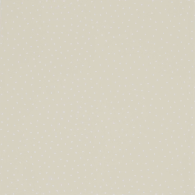 Pale linen-greige wallpaper with tiny white flecks in a delicate dotted repeat
