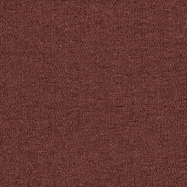 Deep brick red plain woven fabric with a softly textured linen-like surface