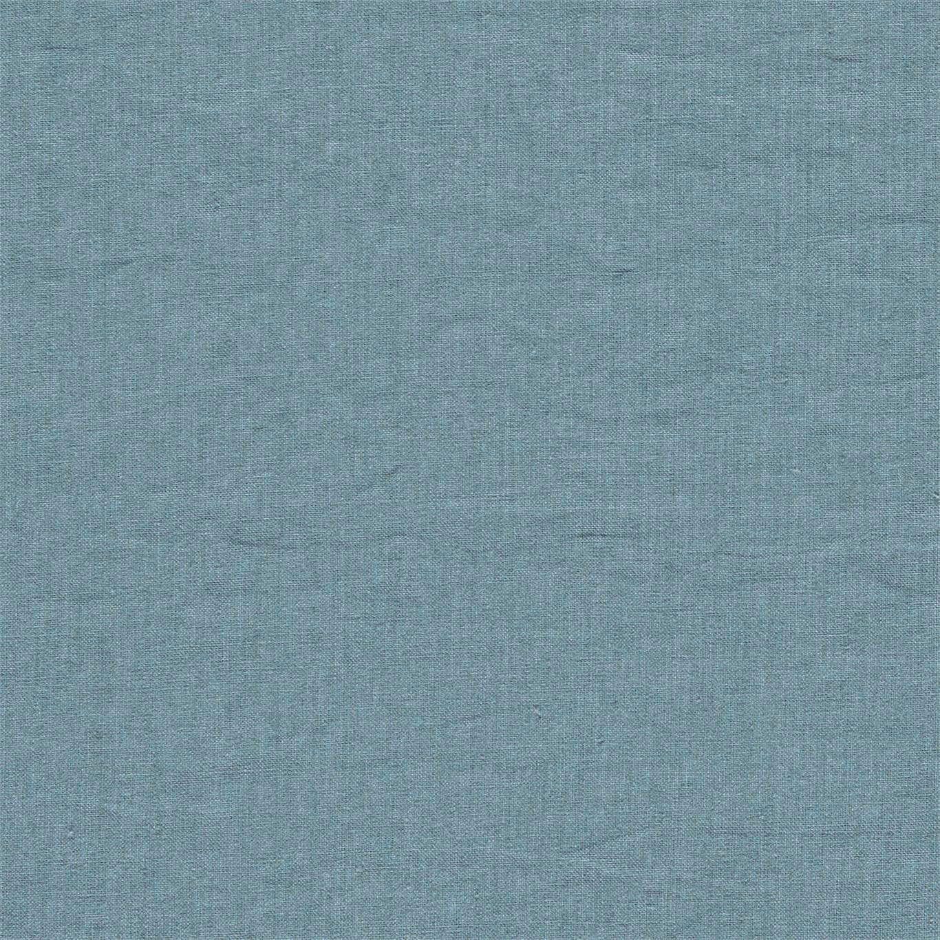Soft dove blue linen-look plain fabric with a fine woven texture