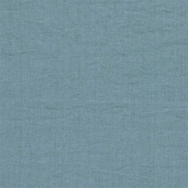Soft dove blue linen-look plain fabric with a fine woven texture