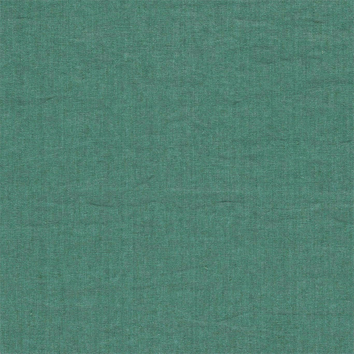 Evergreen teal plain-woven linen-look fabric swatch with subtle texture