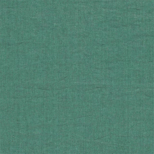 Evergreen teal plain-woven linen-look fabric swatch with subtle texture