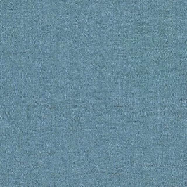 Muted lake blue linen weave fabric with a fine, softly mottled texture