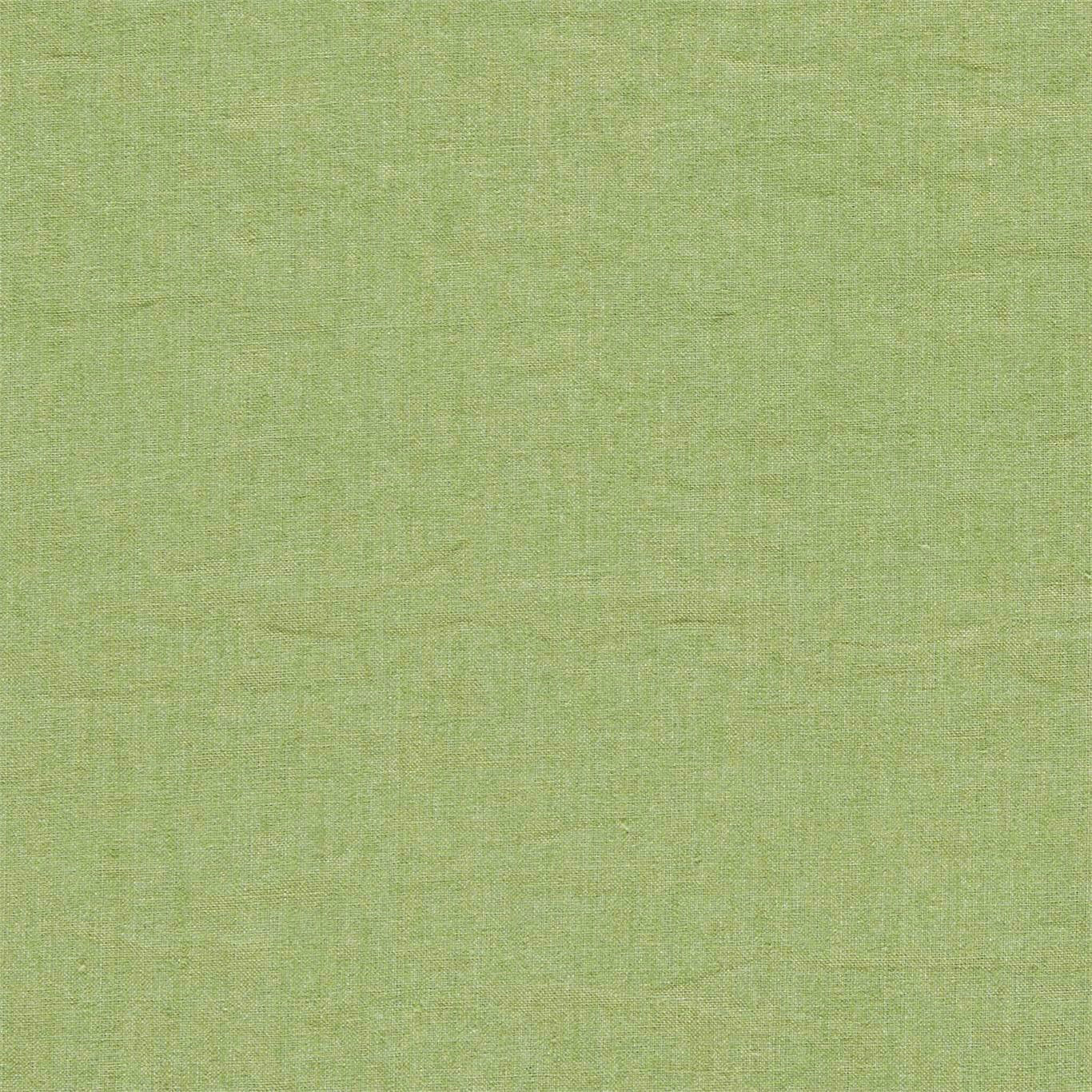 Soft leek green textured linen weave fabric swatch