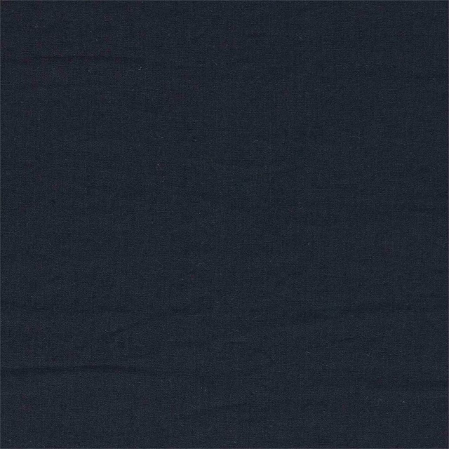 Dark midnight blue plain woven fabric with a fine linen texture