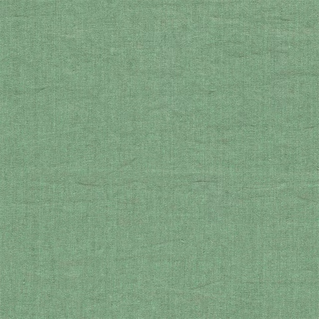 Plain sage green linen swatch with a soft, lightly mottled weave