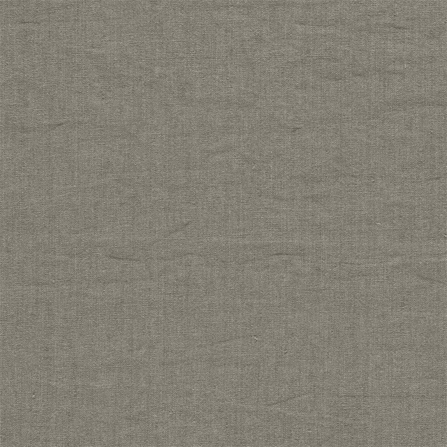Close-up of warm grey taupe linen weave with subtle slub texture