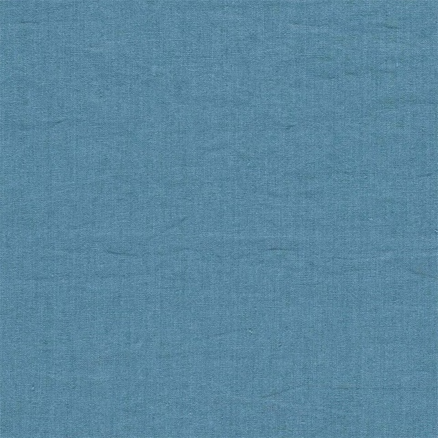 Plain wedgewood blue linen swatch with fine natural weave texture