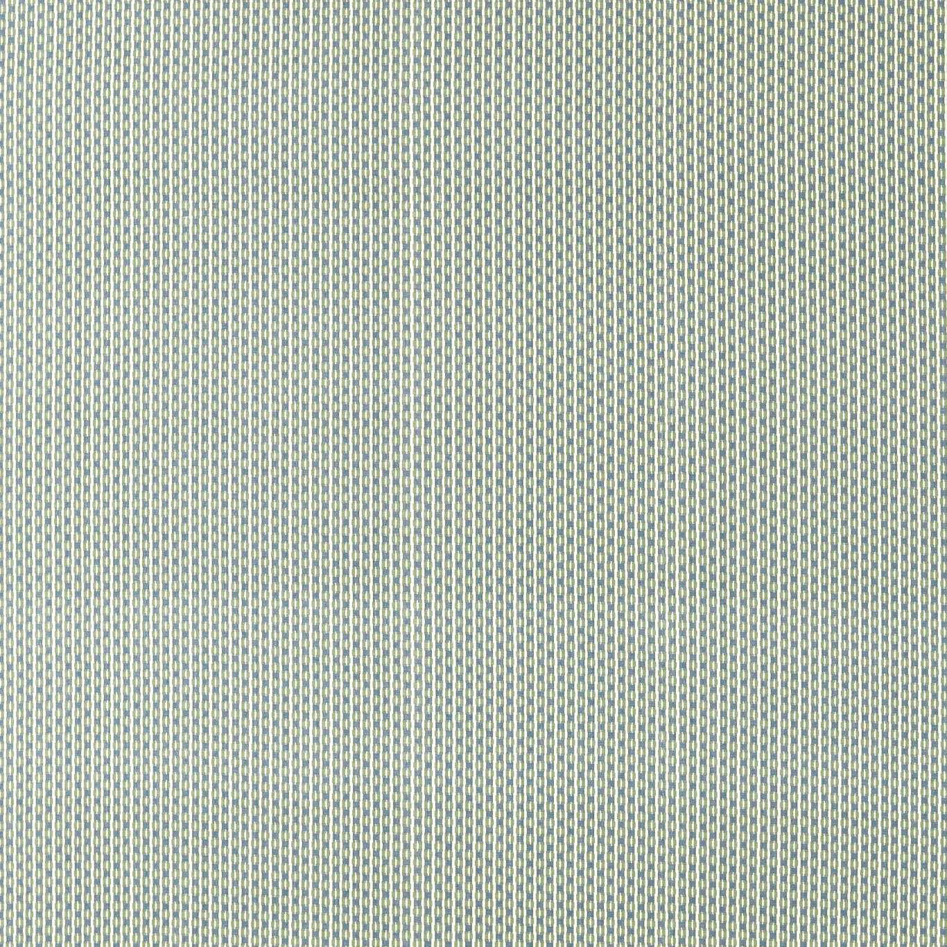 Close-up of a small avocado and indigo woven check fabric