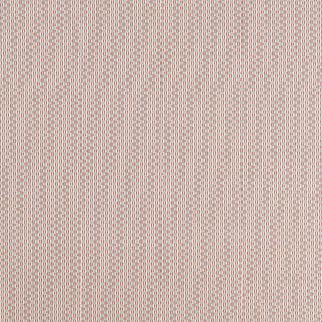 Small coral-and-mineral woven check fabric with a crisp, tight texture
