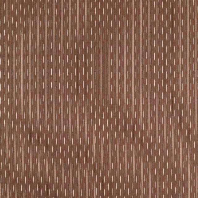 Warm brown striped fabric with fine pale vertical dash motifs