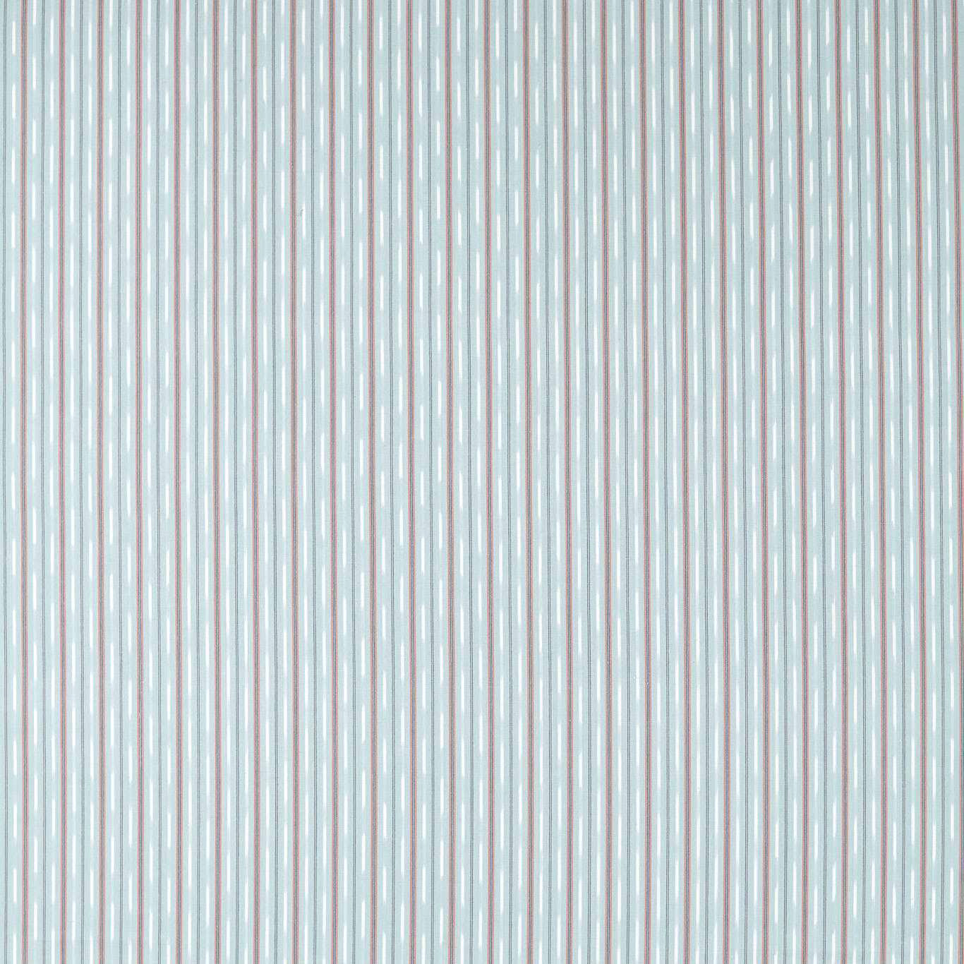 Close-up of fine vertical porcelain blue and coral woven stripes
