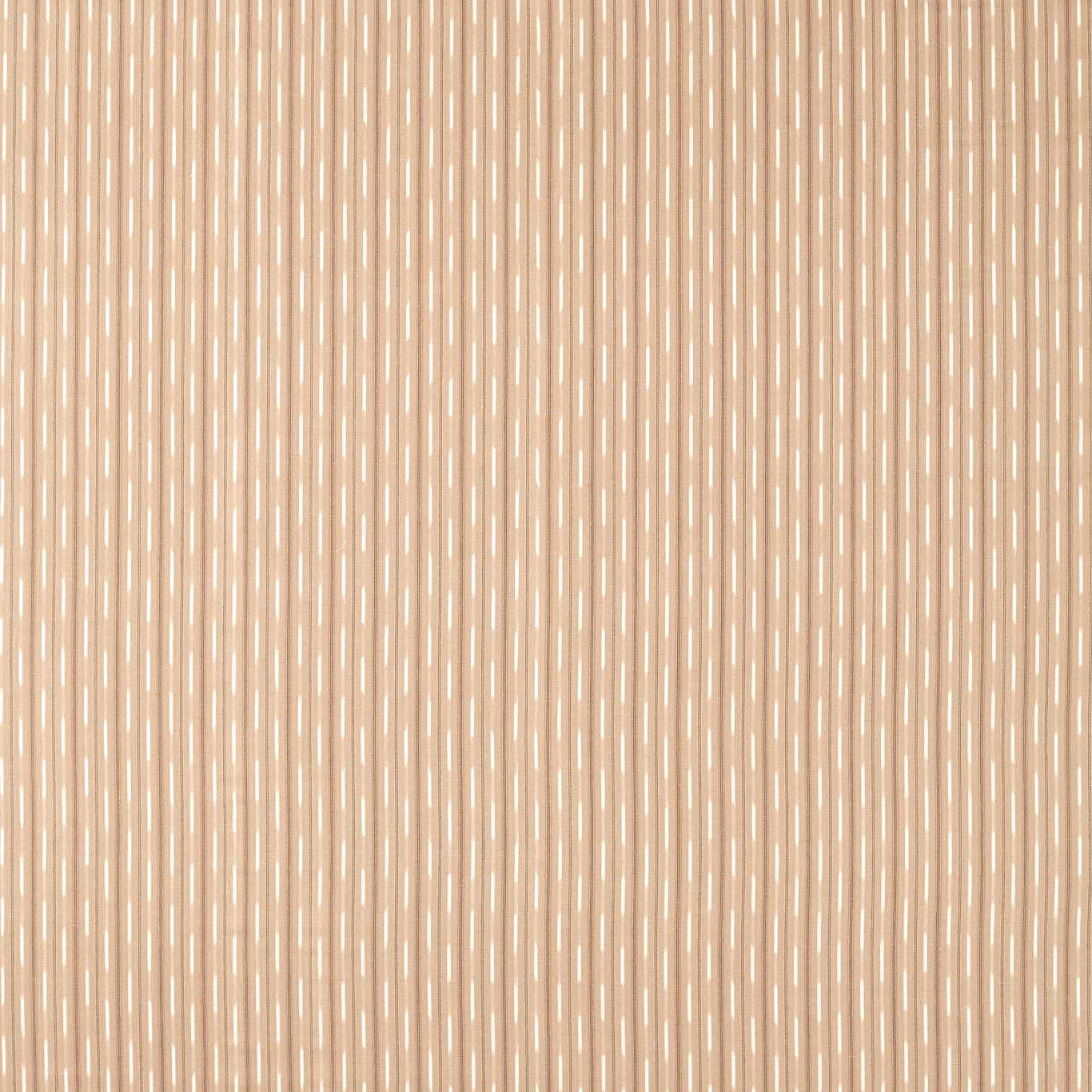 Vertical stone and oak stripe fabric with fine pale lines and warm beige ground